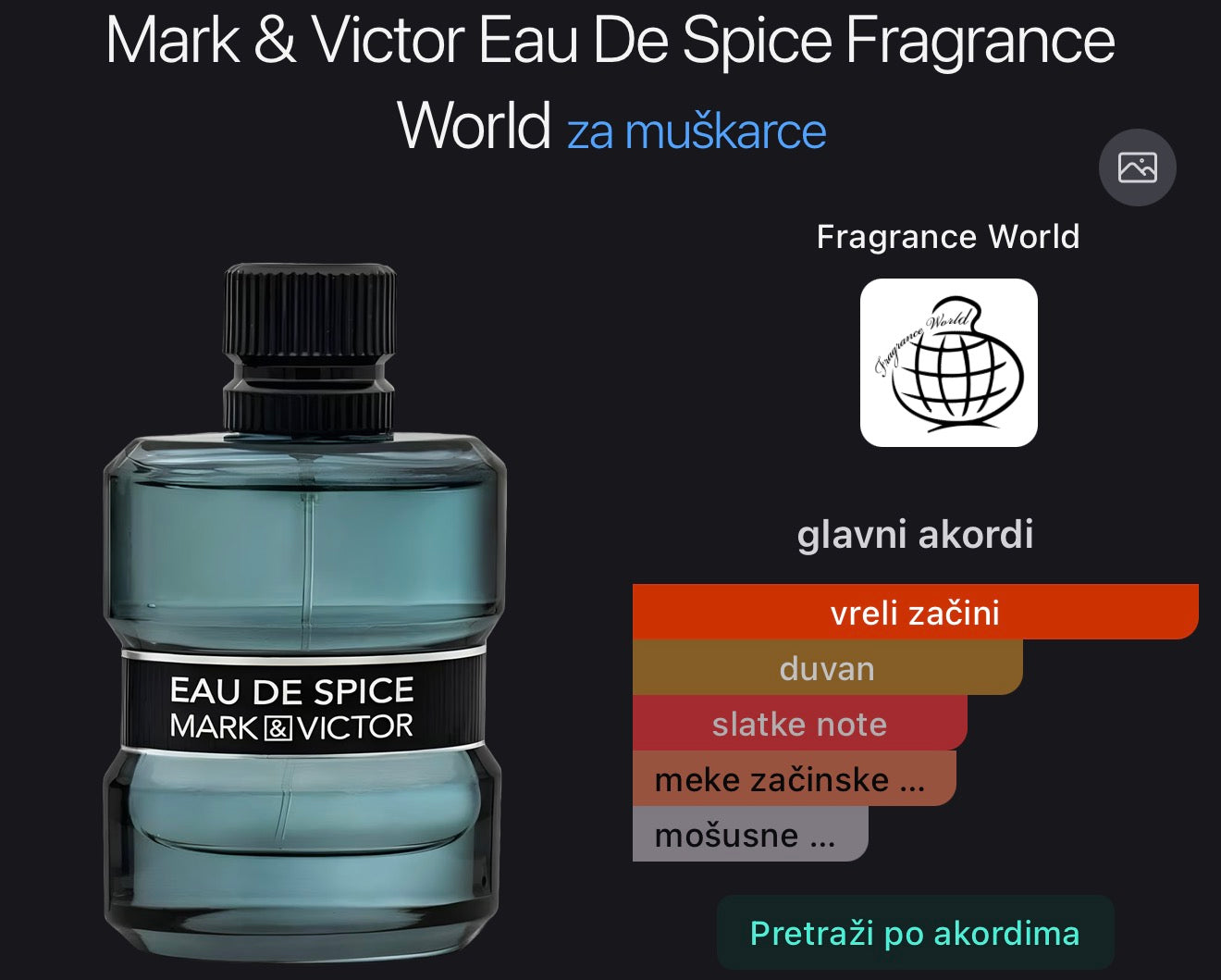 Eau De Spice Mark & Victor by Fragnance World