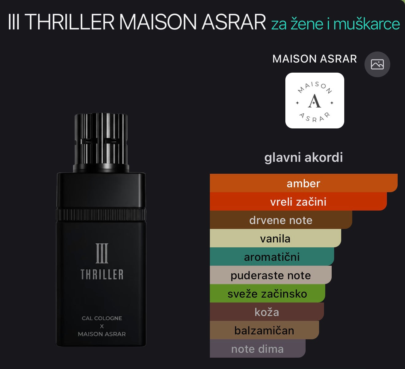 Thriller lll by Cal Cologne x Maison Asrar