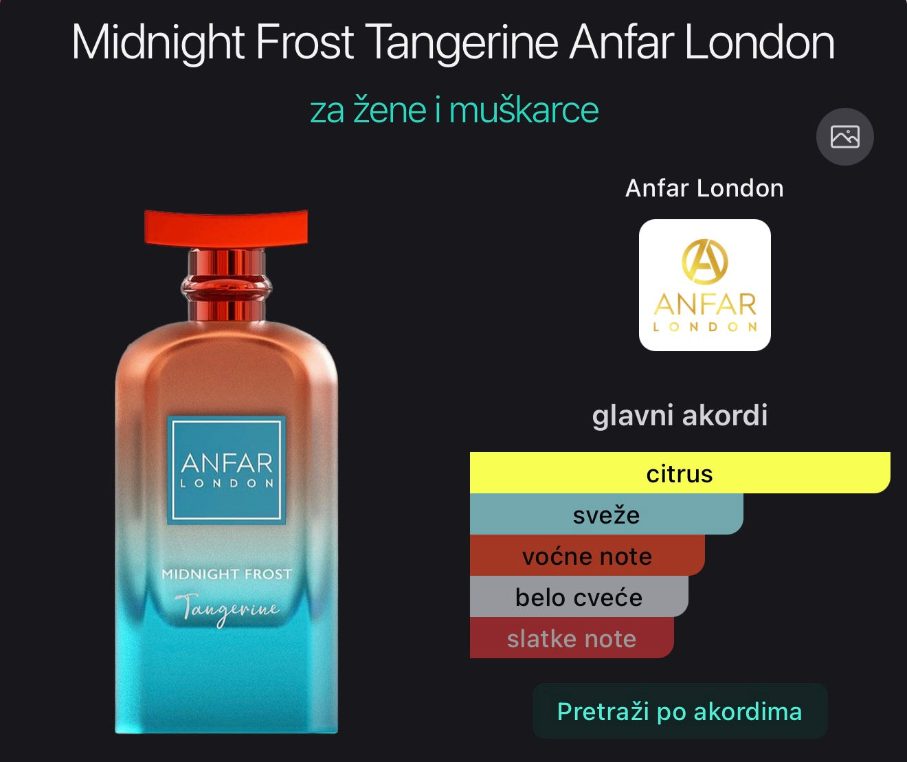 Anfar London Midnight Frost Tangerine Extrait de Parfum