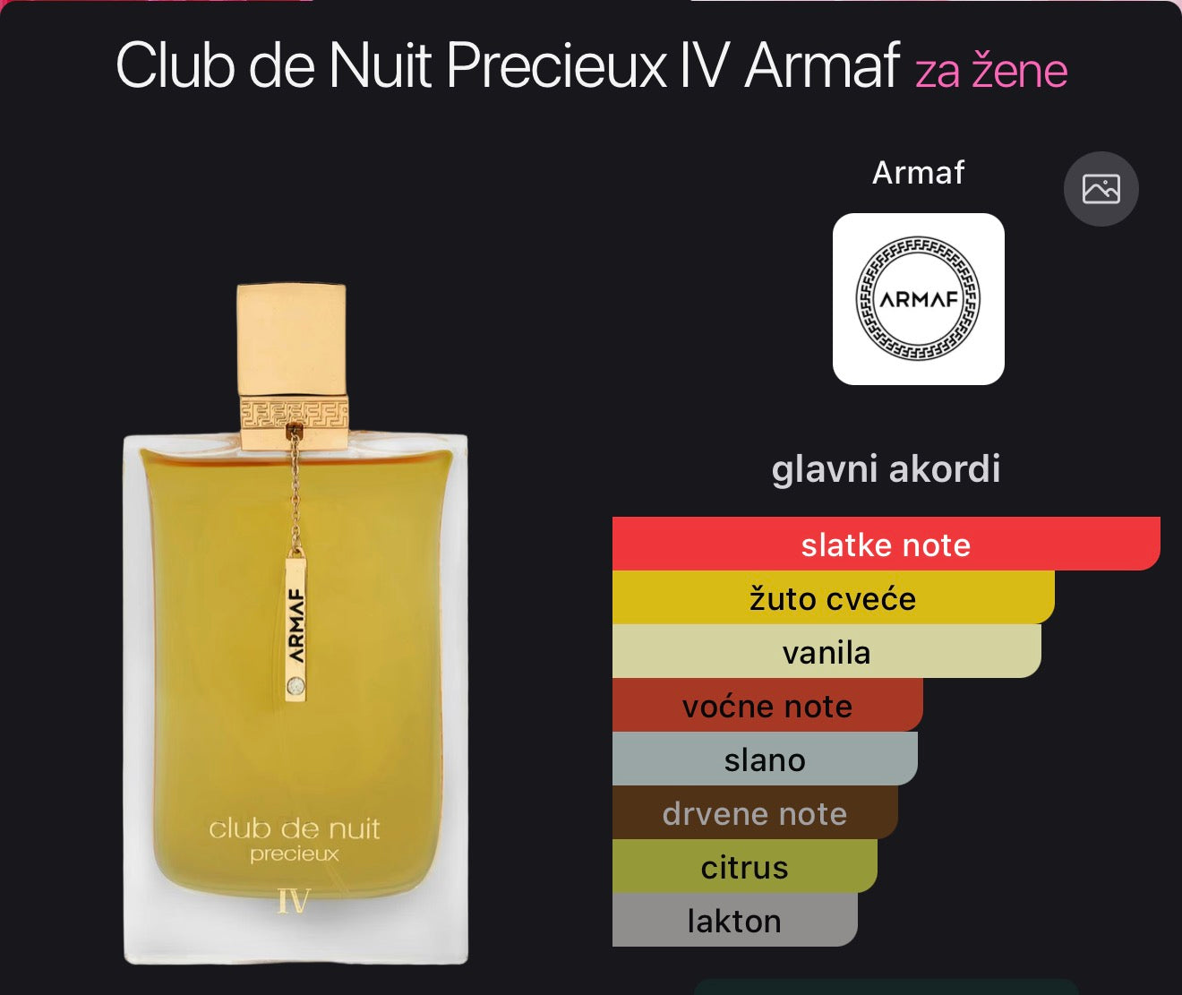 Club de Nuit Precieux lV Extrait de Parfum by ARMAF