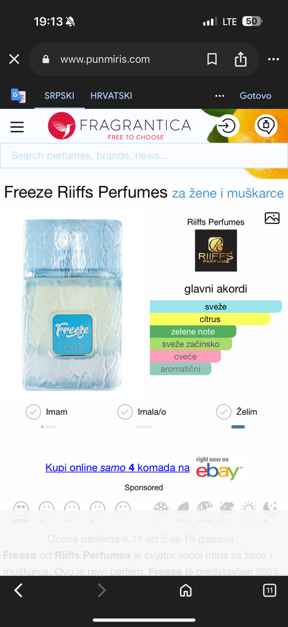 Riiffs Freeze extrait de parfum